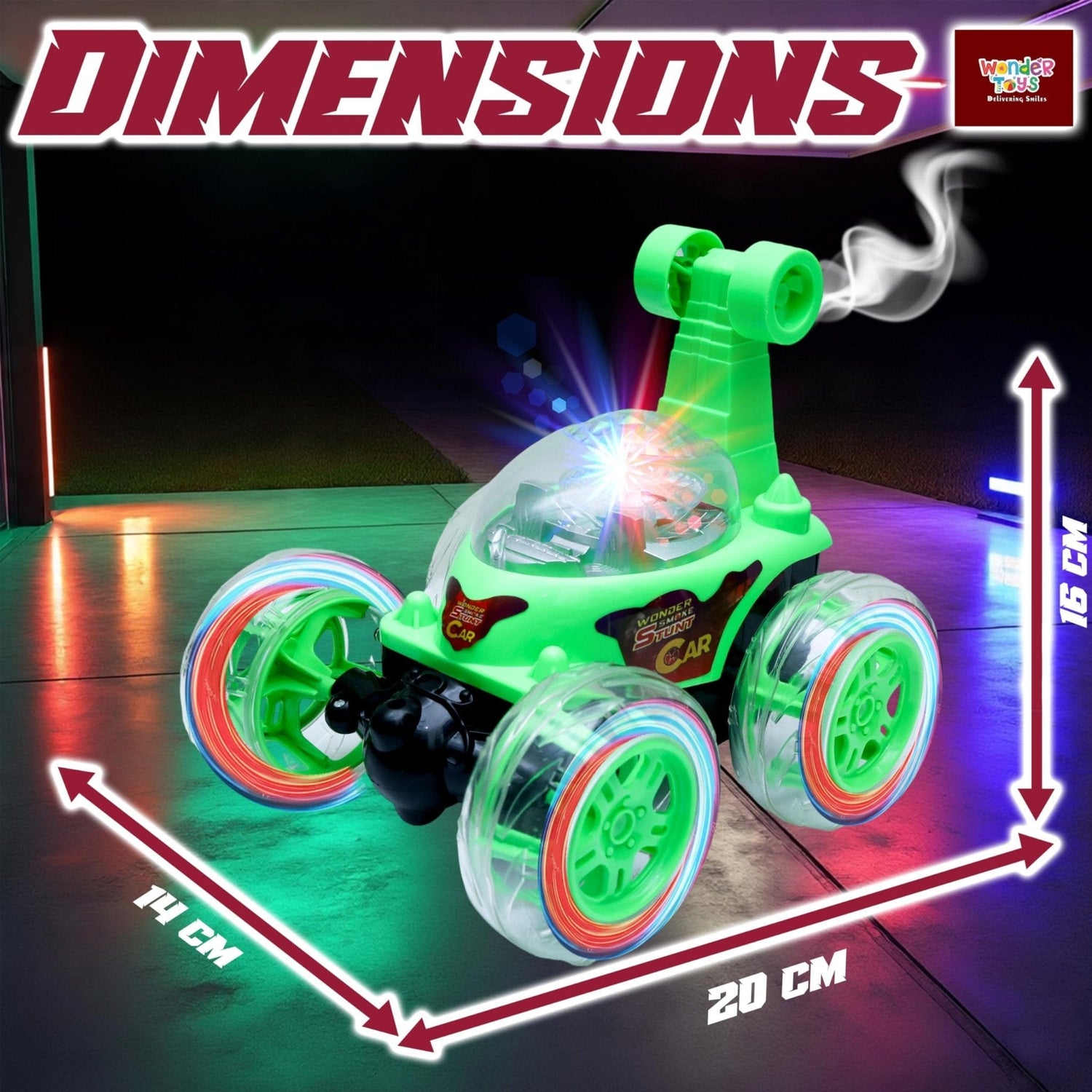 Wonder 360 Smoke Stunt RC Car LED Lights Battery Motumal-motumal