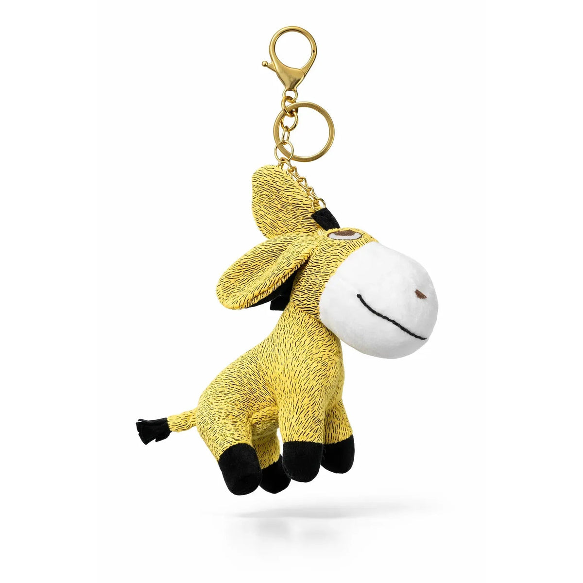 Yellow Plush Donkey Keychain Gold Tone Ring Gift Idea Motumal-motumal