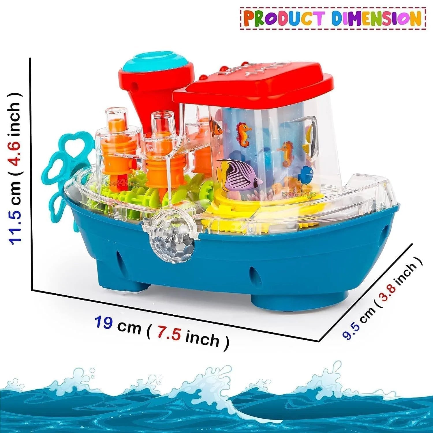 YJ Toys Transparent Gear Land Ship Musical Electric Motumal-motumal
